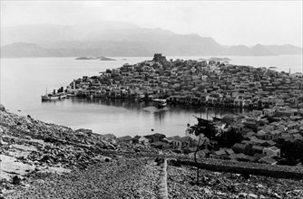 europe, grèce, castelrosso, vue de la ville, 1920 1930