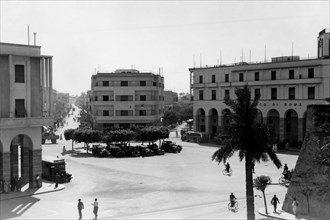 africa, libia, tripoli, veduta di piazza italia, 1940