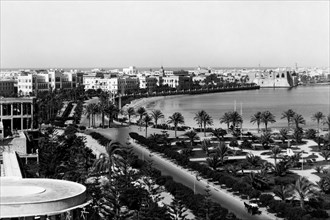 afrique, libye, tripoli, vue de la piazza italia, 1940