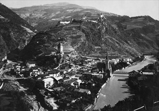 panorama, Klausen, trentino alto adige, italie 1920