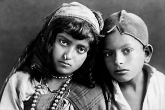 africa, libia, ritratto di bambini libanesi, 1920