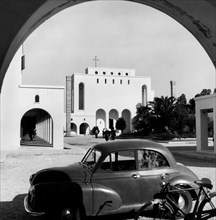 africa, libia, veduta del villaggio ex olivetti, 1956