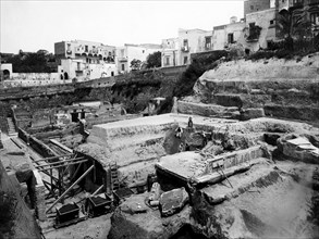 campania, ercolano, scavo del decumano inferiore, 1920