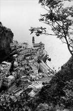 italia, campania, panorama di atrani, 1950