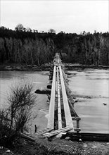 italy, campania, paestum land reclamation, footbridge over the sele of the pugliese aqueduct, 1920 1930