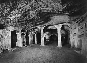 italie, campanie, naples, catacombes de san gennaro, catacomba maggiore, 1920 1930