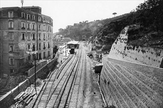 italie, campanie, naples, chemin de fer cumana, la gare de chiaia, 1910 1920