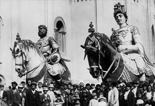 fête traditionnelle des géants, messine, sicile, italie 1920 1930