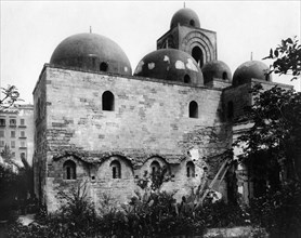 italie, sicile, palerme, extérieur de l'église san giovanni degli eremiti, 1910 1920