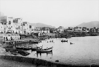 europe, italie, sicile, bagheria, vue de la côte près d'aspra, 1920 1930