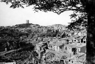 italie, sicile, enna, panorama, 1920 1930