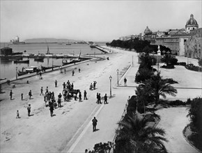 italie, sicile, trapani, promenade en bord de mer, 1910 1920