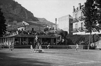 italie, sicile, taormina, courts de tennis, 1920 1930