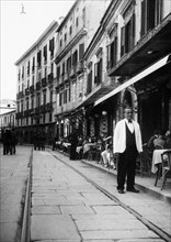 italie, calabre, catanzaro, le corso et ses cafés, 1940 1950