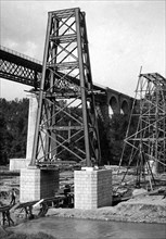 europa, italia, calabria, gioia tauro, lavori di costruzione del viadotto sul fiume petrace, 1920 1930