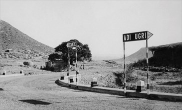 afrique, eritrea, panneau indicateur, 1930 1940