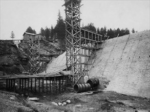 europe, italie, calabre, construction du barrage de trepidò, années 1920