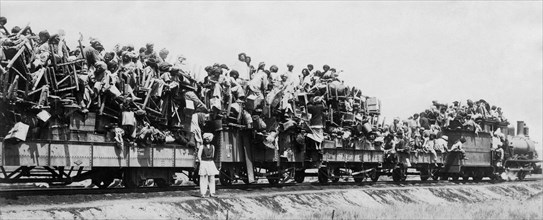 afrique, égypte, travailleurs dans le train, 1910