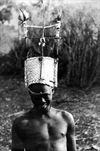 africa, dahomey, ora repubblica del benin, copricapo, 1930