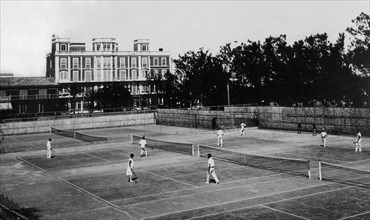 spagna, arcipelago delle canarie, las palmas, campi da tennis dell'hotel metropole, 1920 1930