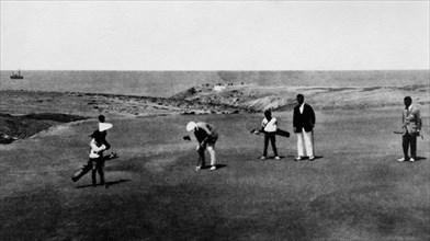 espagne, archipel des canaries, las palmas, parcours de golf de l'hôtel metropole, 1920 1930