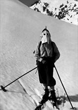 africa, marocco, uno sciatore sull'alto atlante, 1920 1930
