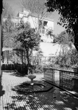 afrique, maroc, meknes, la terrasse carrelée du palais jamai, années 1920 1930