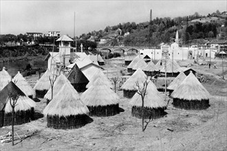 europa, italia, torino, esposizione nazionale, ricostruzione di un villaggio eritreo, tukul, 1928