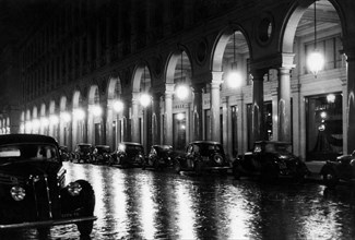 europe, italie, turin, nuit pluvieuse, 1920 1930