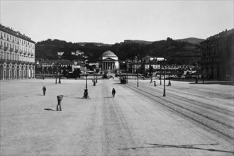 europe, italie, turin, piazza vittorio emanuele, 1910