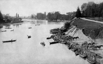 europe, italie, turin, vue du fleuve po depuis le pont de fer, 1910