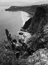 europa, italie, calabre, copanello, vue de la côte, 1954