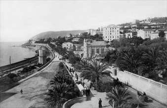 europe, italie, ligurie, san remo, vue de la promenade de l'impératrice, 1910 1920