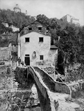 europe, italie, ligurie, san remo, moulin sur le ruisseau san romolo, 1900 1910