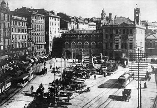 europe, italie, ligurie, genes, vue de la place de chargement, 1920