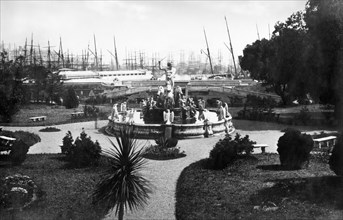 europe, italie, ligurie, genes, jardin du palazzo doria, 1920 1930