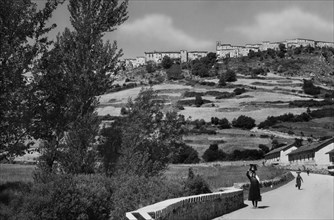 europe, italie, abruzzes, le village d'opi, panorama, 1930 1940