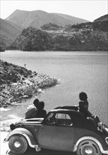 europa, italia, abruzzo, scanno, gita sul lago, 1920 1930