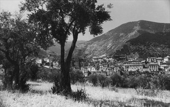 europe, italie, abruzzes, pettorano sul gizio, panorama, 1920 1930