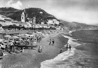 beach of noli, liguria, italy 1950