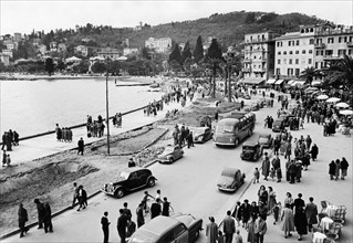 promenade, rapallo, ligurie, italie 1955