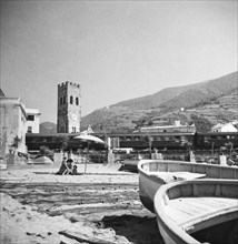 plage, monterosso, ligurie, italie 1950 1955