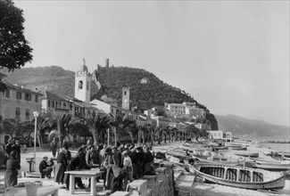 promenade, noli, ligurie, italie, 1955