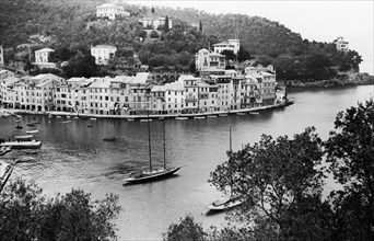 panorama, portofino, ligurie, italie 1954