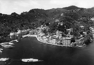 panorama, portofino, ligurie, italie, 1950