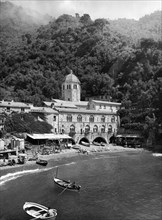 abbey of San Fruttuoso of Capodimonte, camogli, liguria, italy, 1950