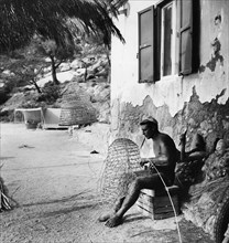pêcheur, île d'elba, portoferraio, toscane, italie 1964
