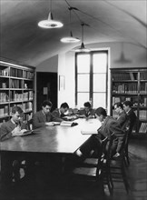 scuola normale superiore di pisa, during a seminar of philologists, tuscany, italy 1958