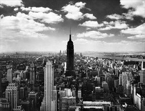 new york, vue de la partie sud avec le bâtiment de la rca, 1954