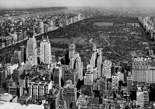 new york, veduta aerea di central park, 1952